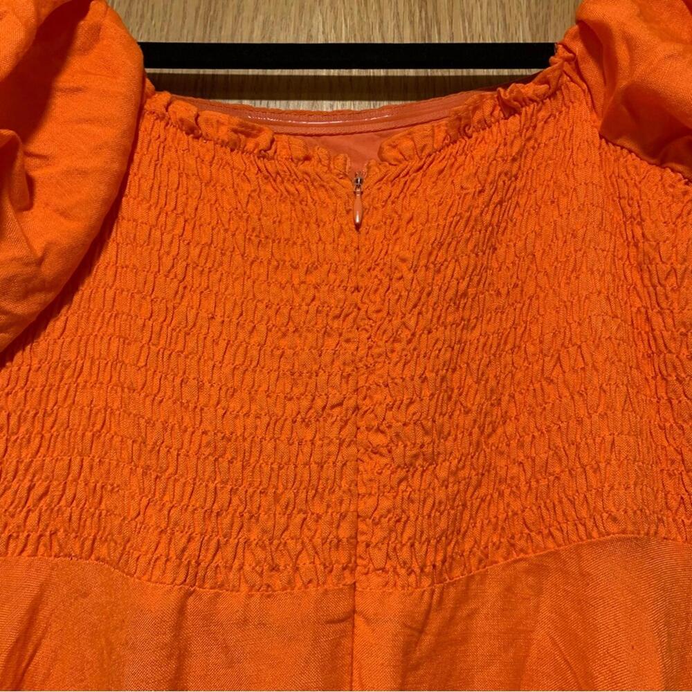 ASTR The Label Orange Off The Shoulder Midi A-Line Dress - Size Medium - Picture 5 of 8